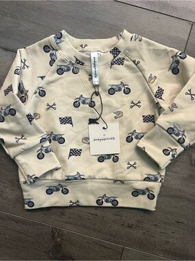 Baby Sprouts Cream Motorcycle Print Sweatshirt